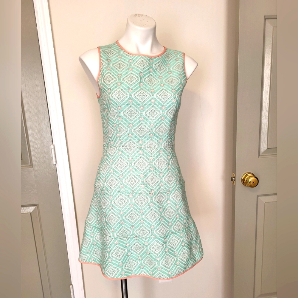 Sail to Sable Geometric Abstract Print Sleeveless Fit and Flare Dress(6)